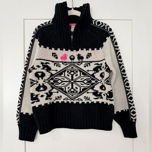 Kari Traa Black and White Nordic Sweater - Saga Knit - Natural White - XS